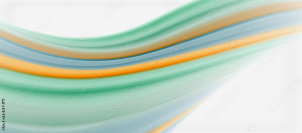 Wave lines abstract background, smooth silk design with rainbow style colors. Liquid fluid color waves. Vector Illustration