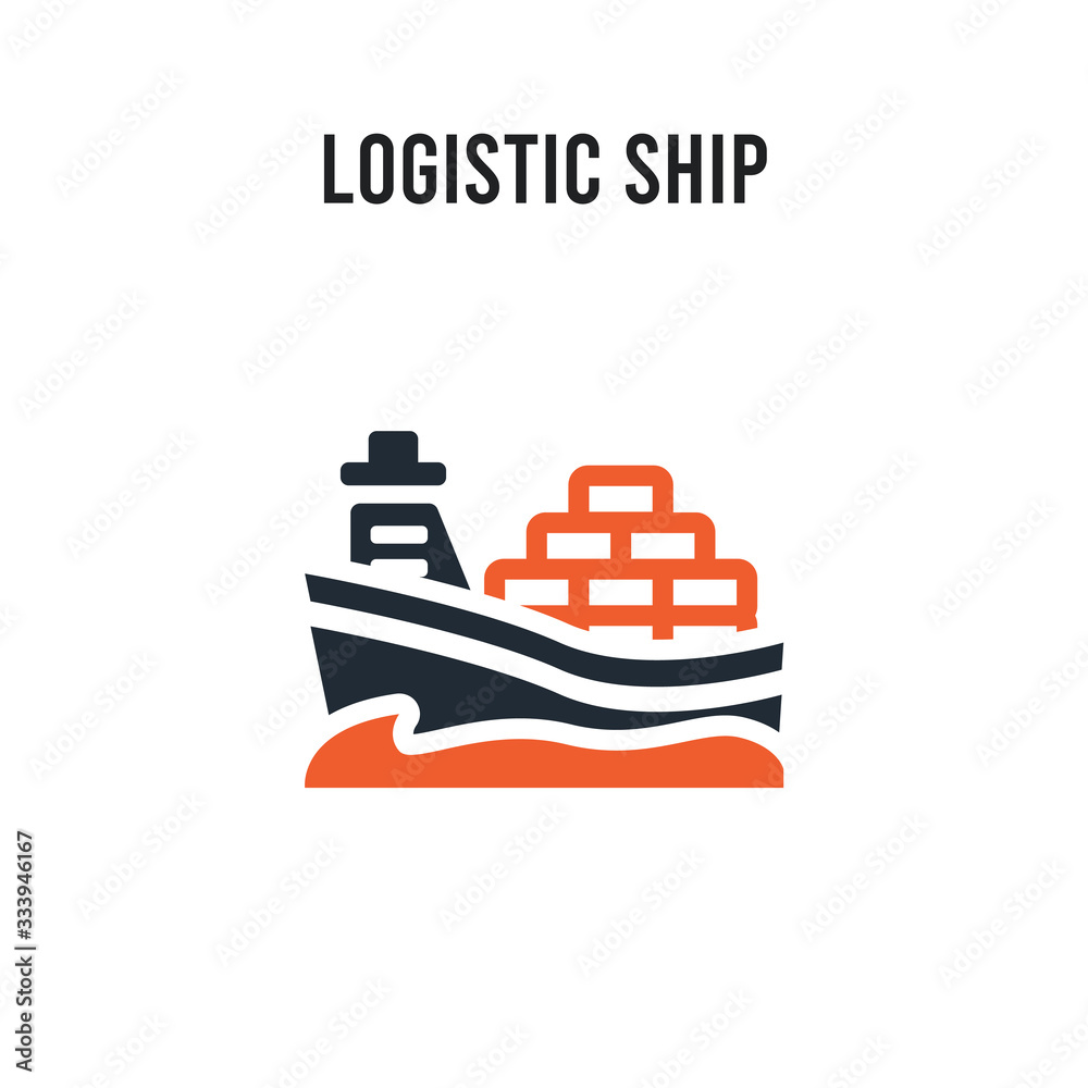 Logistic Ship vector icon on white background. Red and black colored Logistic Ship icon. Simple element illustration sign symbol EPS