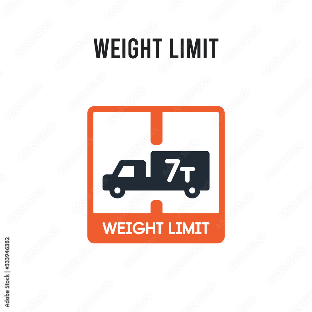 weight limit vector icon on white background. Red and black colored weight limit icon. Simple element illustration sign symbol EPS