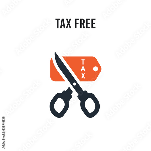 Tax free vector icon on white background. Red and black colored Tax free icon. Simple element illustration sign symbol EPS