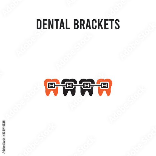 Dental Brackets vector icon on white background. Red and black colored Dental Brackets icon. Simple element illustration sign symbol EPS