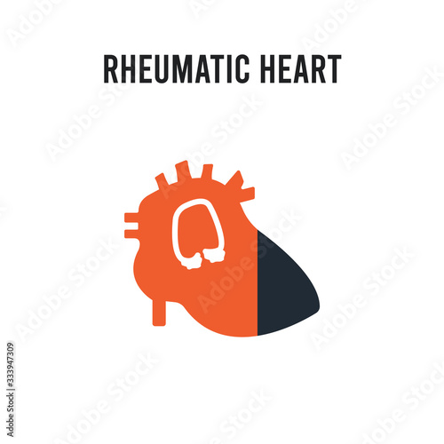 Rheumatic heart vector icon on white background. Red and black colored Rheumatic heart icon. Simple element illustration sign symbol EPS