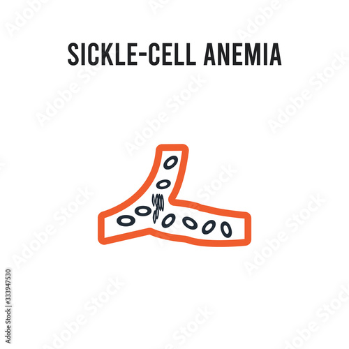 Sickle-cell anemia vector icon on white background. Red and black colored Sickle-cell anemia icon. Simple element illustration sign symbol EPS