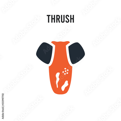 Thrush vector icon on white background. Red and black colored Thrush icon. Simple element illustration sign symbol EPS