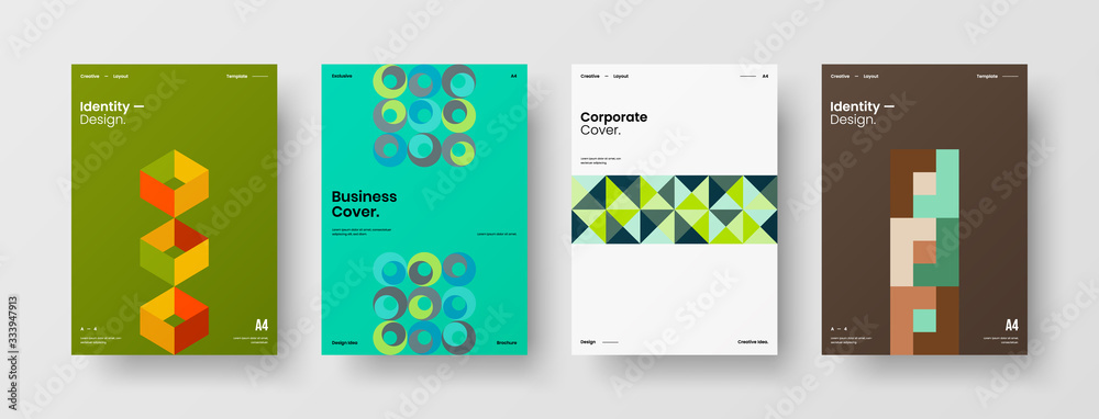 custom made wallpaper toronto digitalBusiness presentation vector A4 vertical orientation front page mock up set. Corporate report cover abstract geometric illustration design layout bundle. Company identity brochure template collection.