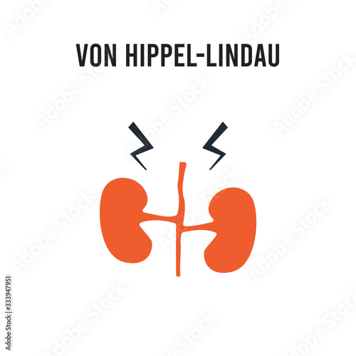 Von Hippel-Lindau disease vector icon on white background. Red and black colored Von Hippel-Lindau disease icon. Simple element illustration sign symbol EPS