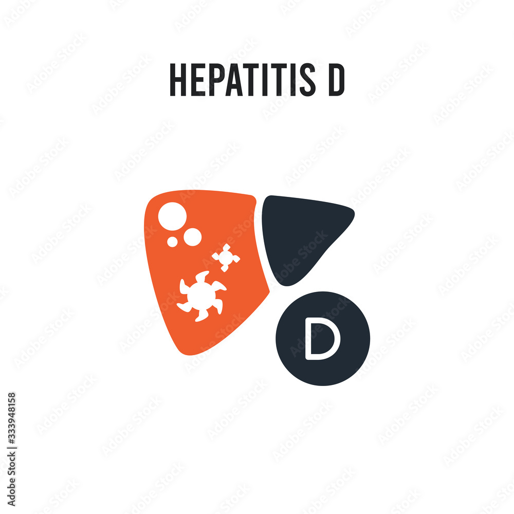 Hepatitis D vector icon on white background. Red and black colored ...