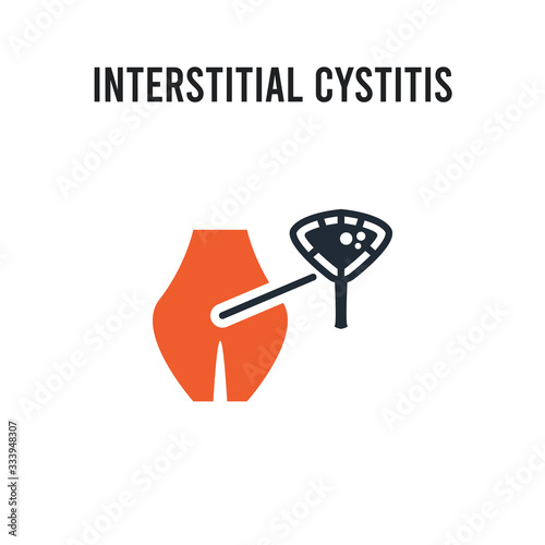 Interstitial cystitis vector icon on white background. Red and black colored Interstitial cystitis icon. Simple element illustration sign symbol EPS