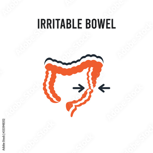 Irritable bowel syndrome vector icon on white background. Red and black colored Irritable bowel syndrome icon. Simple element illustration sign symbol EPS