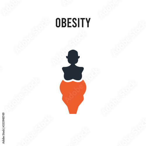 Obesity vector icon on white background. Red and black colored Obesity icon. Simple element illustration sign symbol EPS
