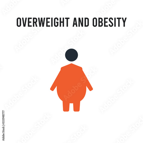 Overweight and Obesity vector icon on white background. Red and black colored Overweight and Obesity icon. Simple element illustration sign symbol EPS