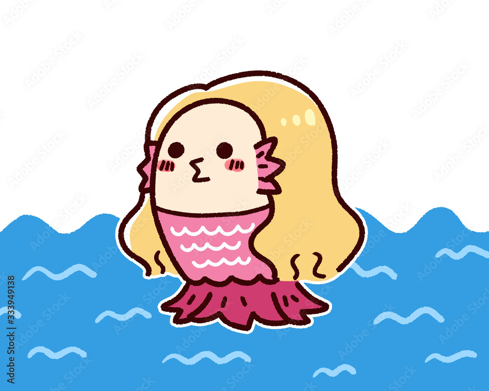 Fototapeta premium 海からやってきたアマビエ ピンク