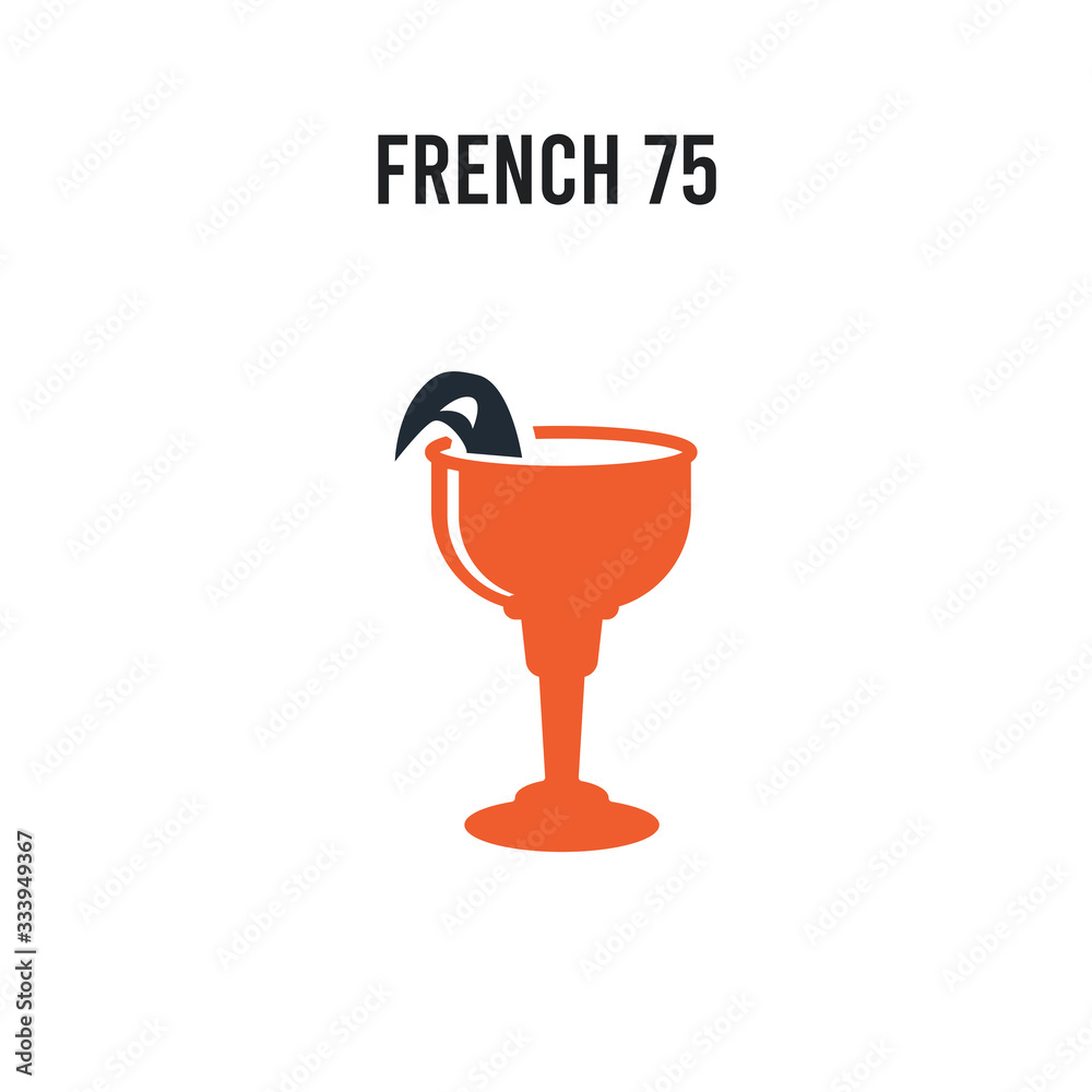 French 75 vector icon on white background. Red and black colored French 75 icon. Simple element illustration sign symbol EPS French 75 vector icon on white background. Red and black colored French 75 icon. Simple element illustration sign symbol EPS