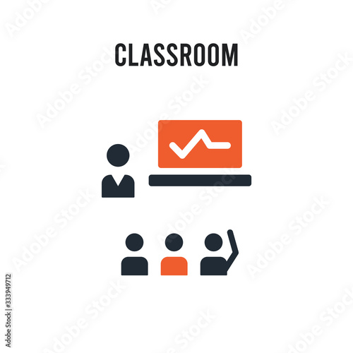 Classroom vector icon on white background. Red and black colored Classroom icon. Simple element illustration sign symbol EPS