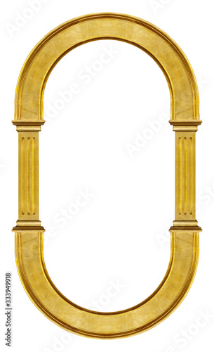 Golden frame for paintings, mirrors or photo isolated on white background