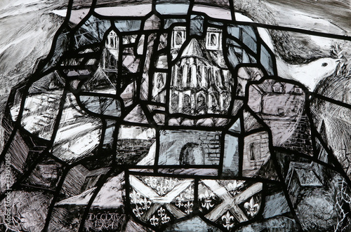 Stained glass by Sieger Koder at Holy Spirit Church in Ellwangen, Germany photo
