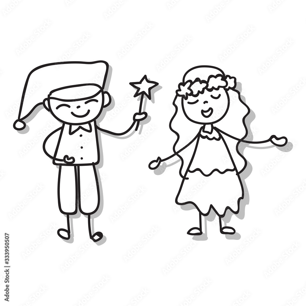 Hand drawing happy people. Happiness kids concept. Cartoon character lineart matchstick style vector. Hand drawing happy people. Happiness kids concept. Cartoon character lineart matchstick style vector.