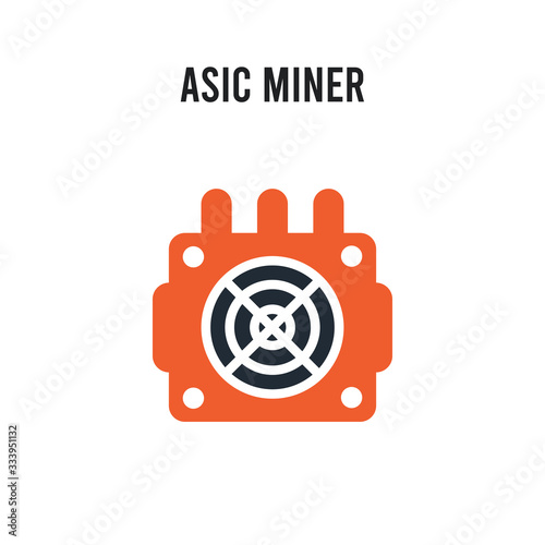 asic miner vector icon on white background. Red and black colored asic miner icon. Simple element illustration sign symbol EPS