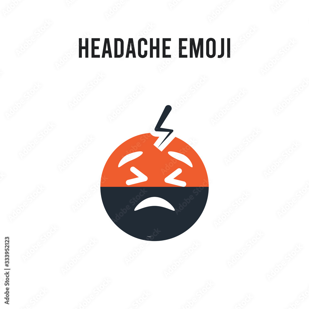 Headache emoji vector icon on white background. Red and black colored Headache emoji icon