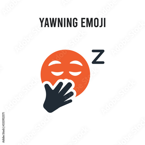 Yawning emoji vector icon on white background. Red and black colored Yawning emoji icon. Simple element illustration sign symbol EPS