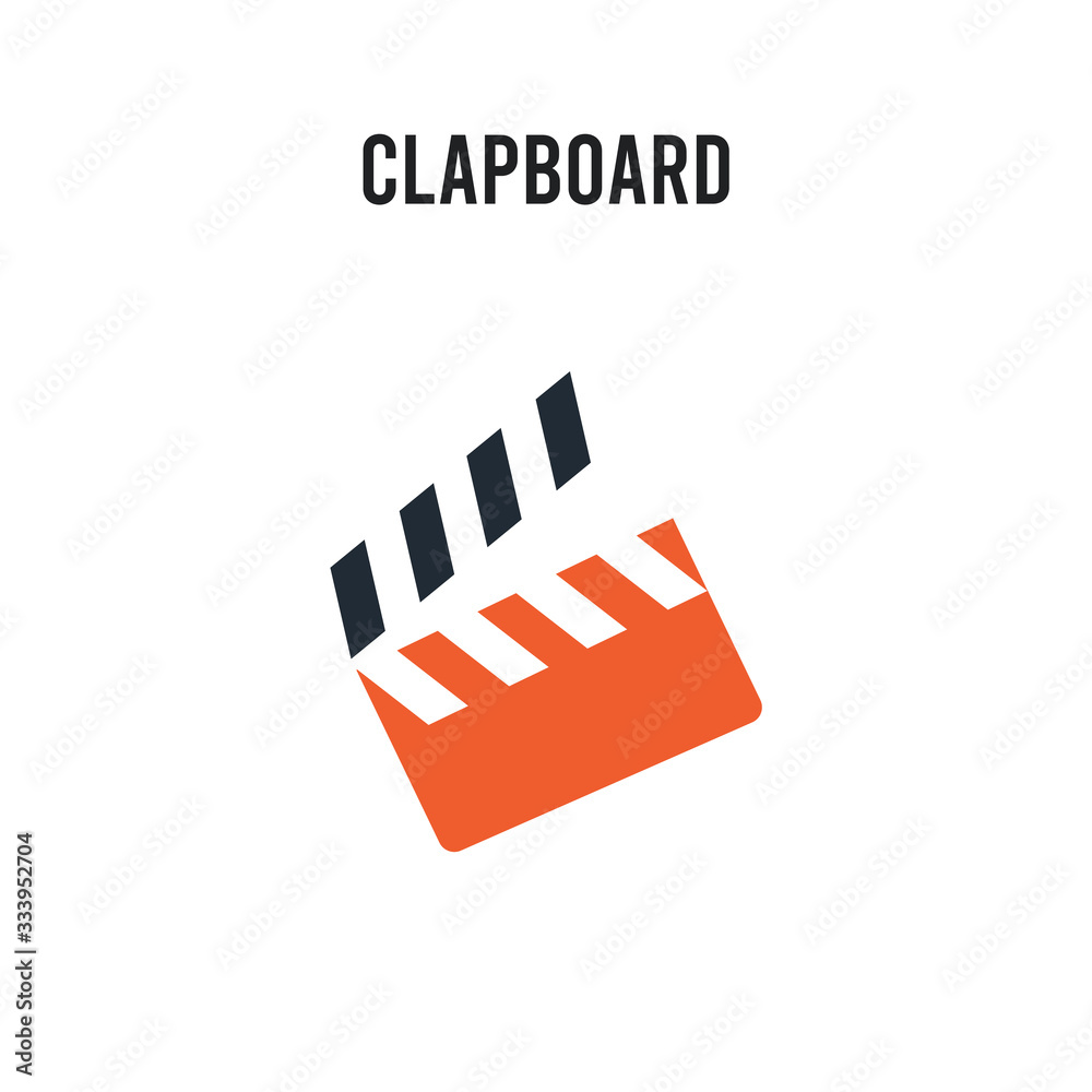 Clapboard vector icon on white background. Red and black colored Clapboard icon. Simple element illustration sign symbol EPS