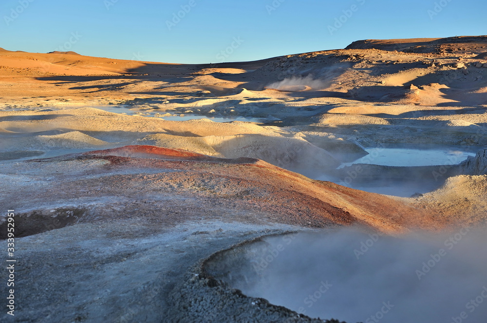 Colored mountains in Bolivia. Panorama of the Atacama Desert.