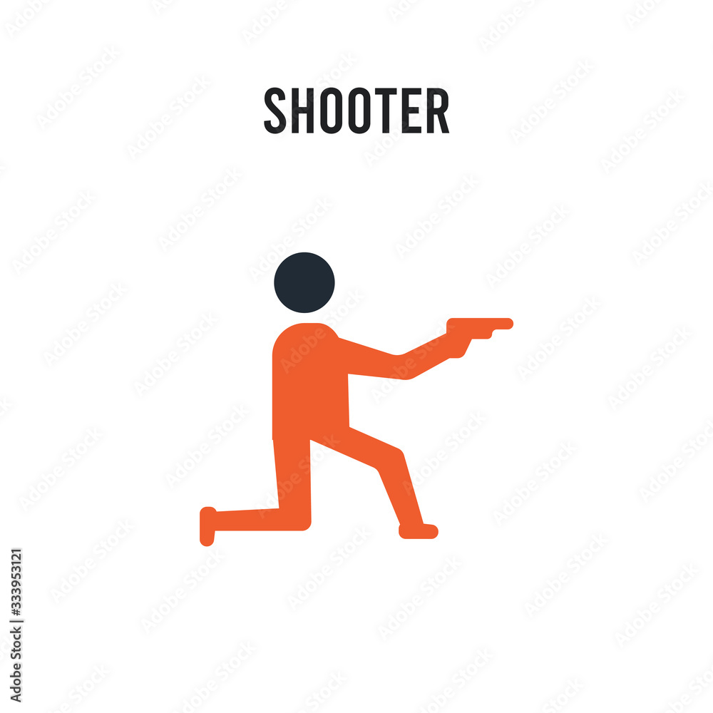 Shooter vector icon on white background. Red and black colored Shooter icon. Simple element illustration sign symbol EPS