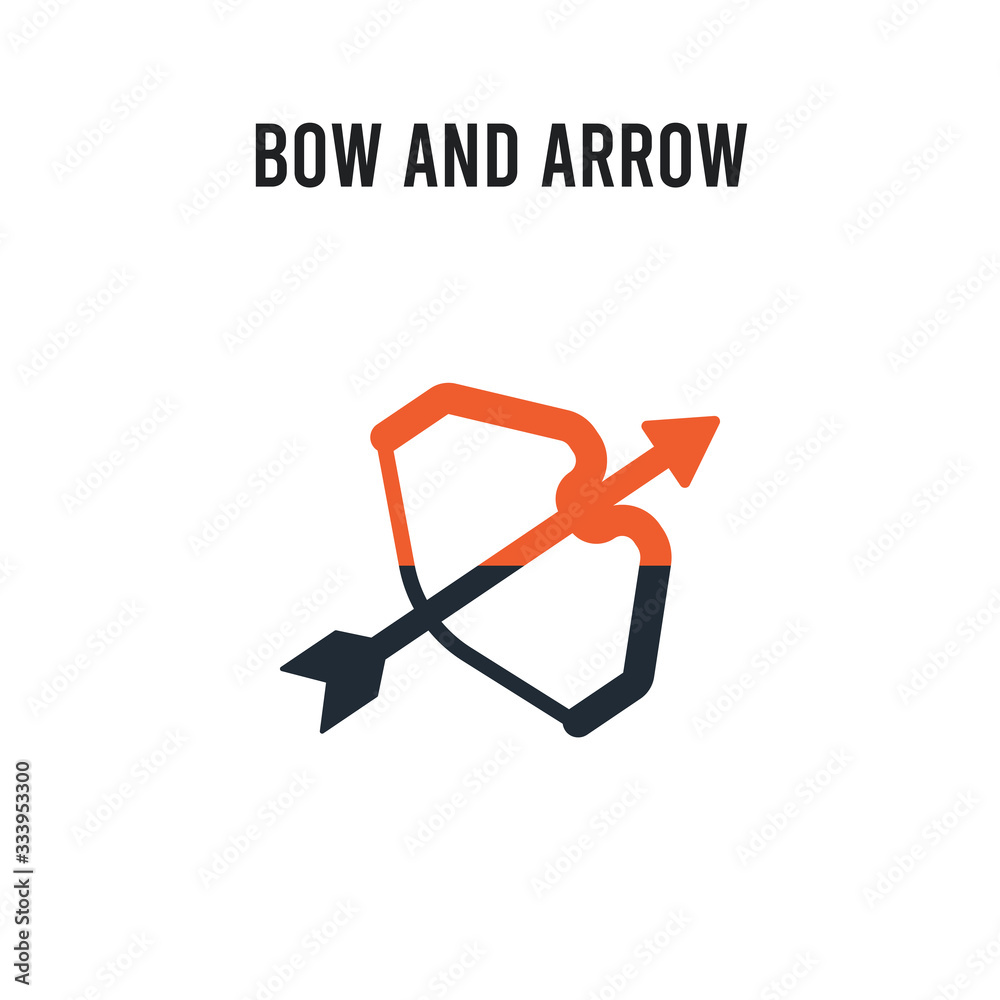 Fotografie Bow and arrow vector icon on white background