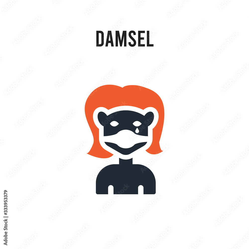 damsel vector icon on white background. Red and black colored damsel icon. Simple element illustration sign symbol EPS damsel vector icon on white background. Red and black colored damsel icon. Simple element illustration sign symbol EPS