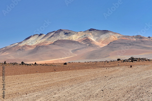 Colored mountains in Bolivia. Panorama of the Atacama Desert.