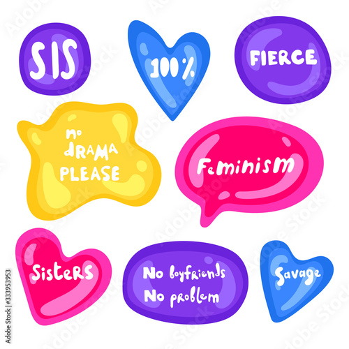 Принти на полотні Collection of vector multicolored glossy stickers on white background