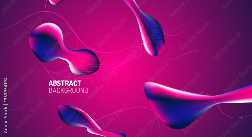 Fluid gradients, abstract liquid bubble shapes background