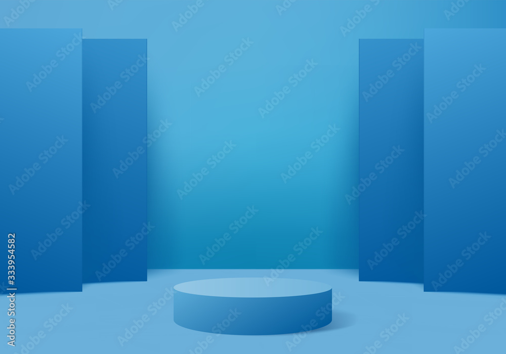 Vetor de Background vector 3d blue rendering with podium and minimal