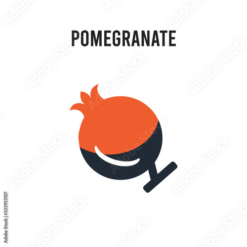 Pomegranate vector icon on white background. Red and black colored Pomegranate icon. Simple element illustration sign symbol EPS