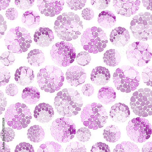 Creative seamless pattern with hand drawn circles with spots and triangles. G...