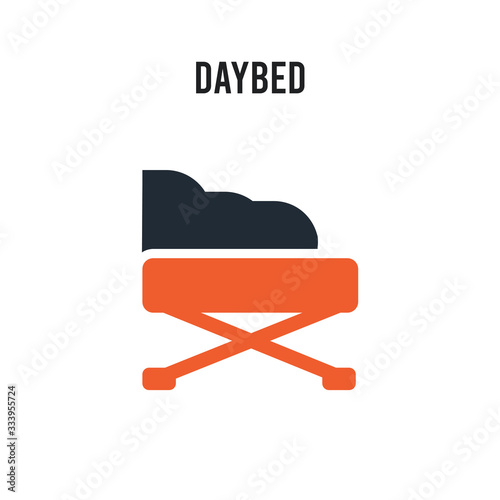 Daybed vector icon on white background. Red and black colored Daybed icon. Simple element illustration sign symbol EPS