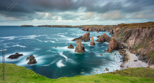 Long Exposure of Sea Stacks of Mangersta Isle of Lewis Outer Hebrides photo