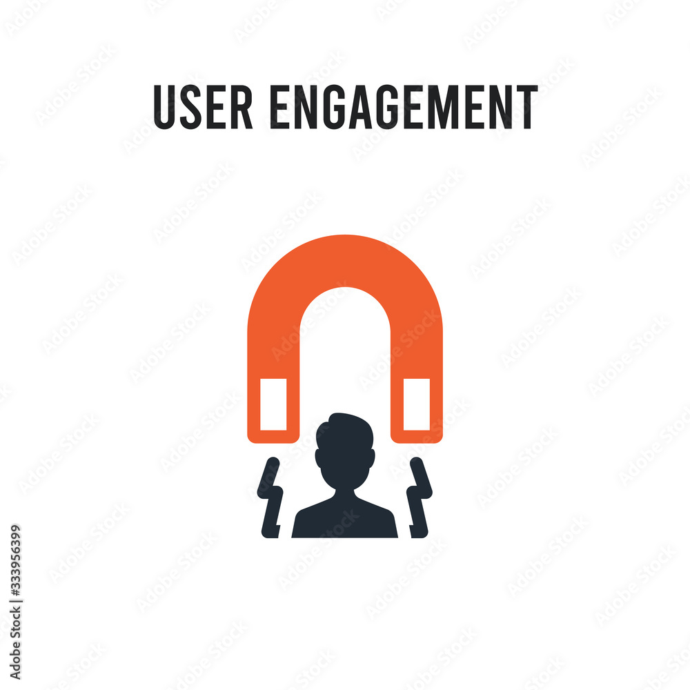 user engagement vector icon on white background. Red and black colored user engagement icon. Simple element illustration sign symbol EPS user engagement vector icon on white background. Red and black colored user engagement icon. Simple element illustration sign symbol EPS