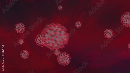 Realistic 3D animation of the Coronavirus 2019-nCoV Wuhan. SARS-CoV-2 known as 2019-nCoV, COVID-19. Seamless loop.