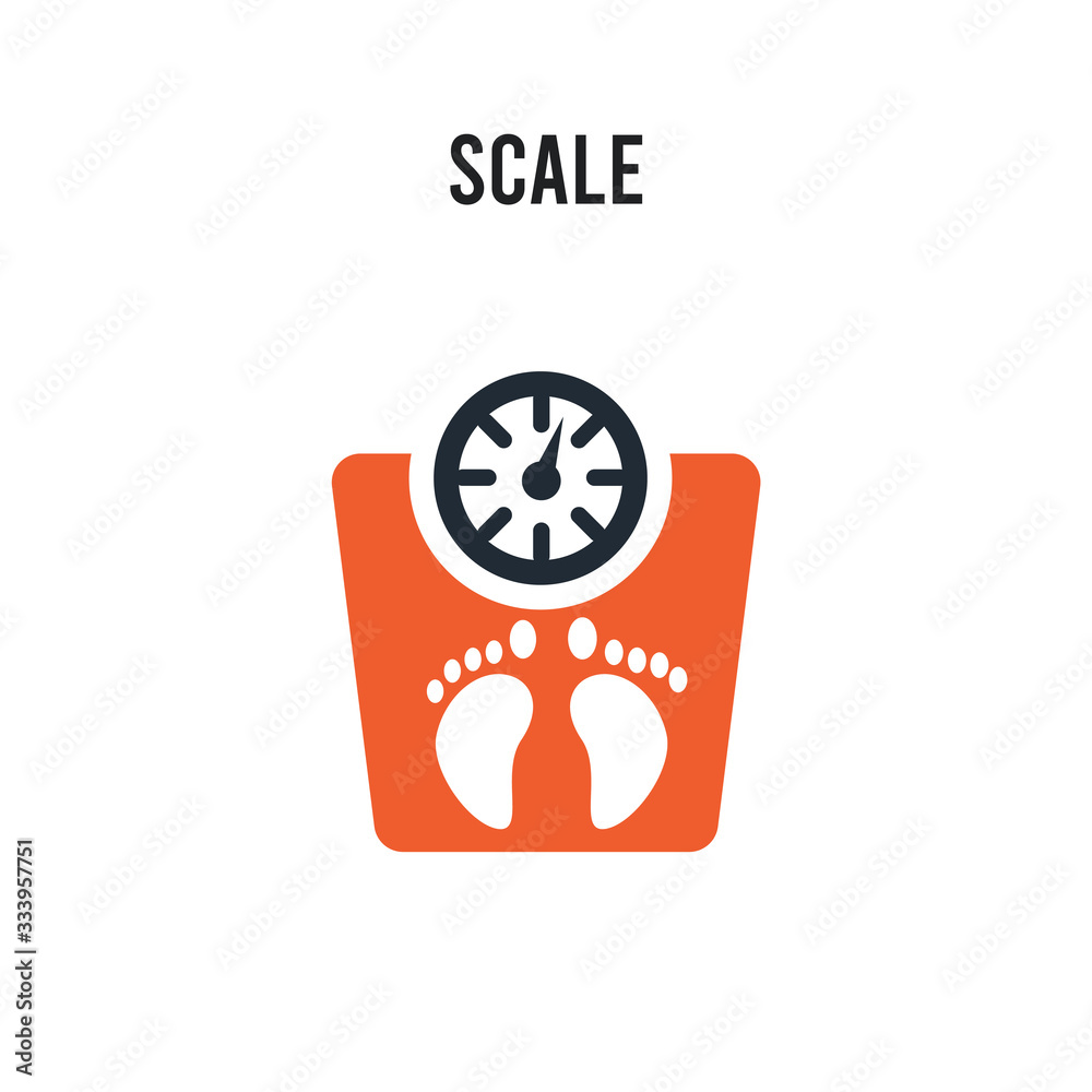 Scale vector icon on white background. Red and black colored Scale icon. Simple element illustration sign symbol EPS