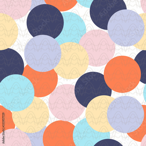 Oriental seamless pattern. Vector multi-colored circles on a white background with an Asian wave pattern. For the design of paper for packaging  bedding and fabric.