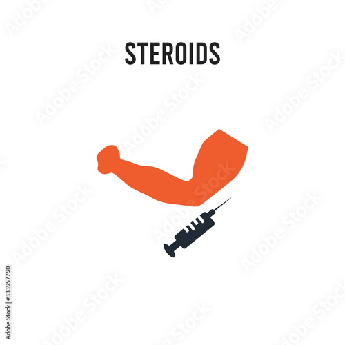 Steroids vector icon on white background. Red and black colored Steroids icon. Simple element illustration sign symbol EPS