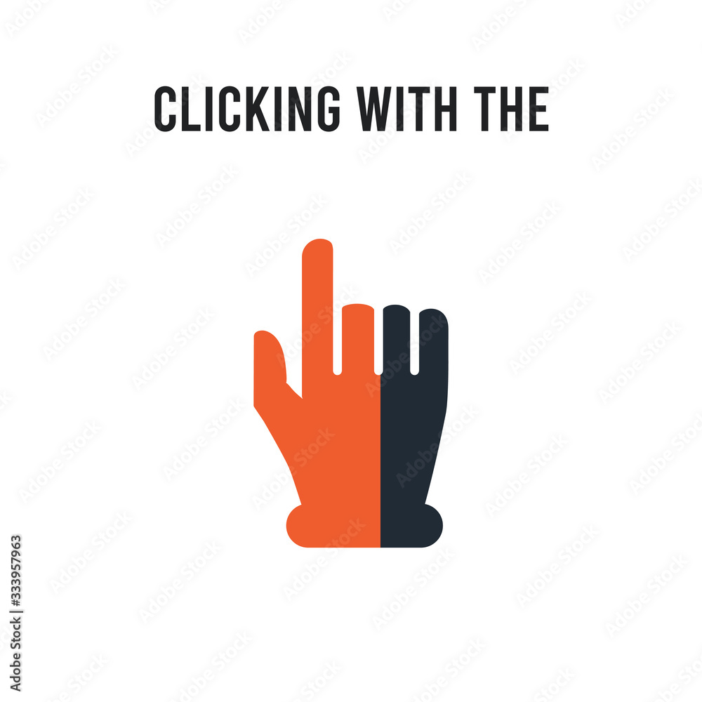 Clicking with the left hand vector icon on white background. Red and black colored Clicking with the left hand icon. Simple element illustration sign symbol EPS