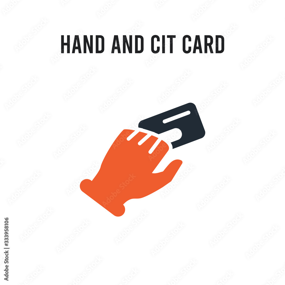 Hand and Cit Card vector icon on white background. Red and black colored Hand and Cit Card icon. Simple element illustration sign symbol EPS