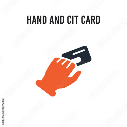 Hand and Cit Card vector icon on white background. Red and black colored Hand and Cit Card icon. Simple element illustration sign symbol EPS