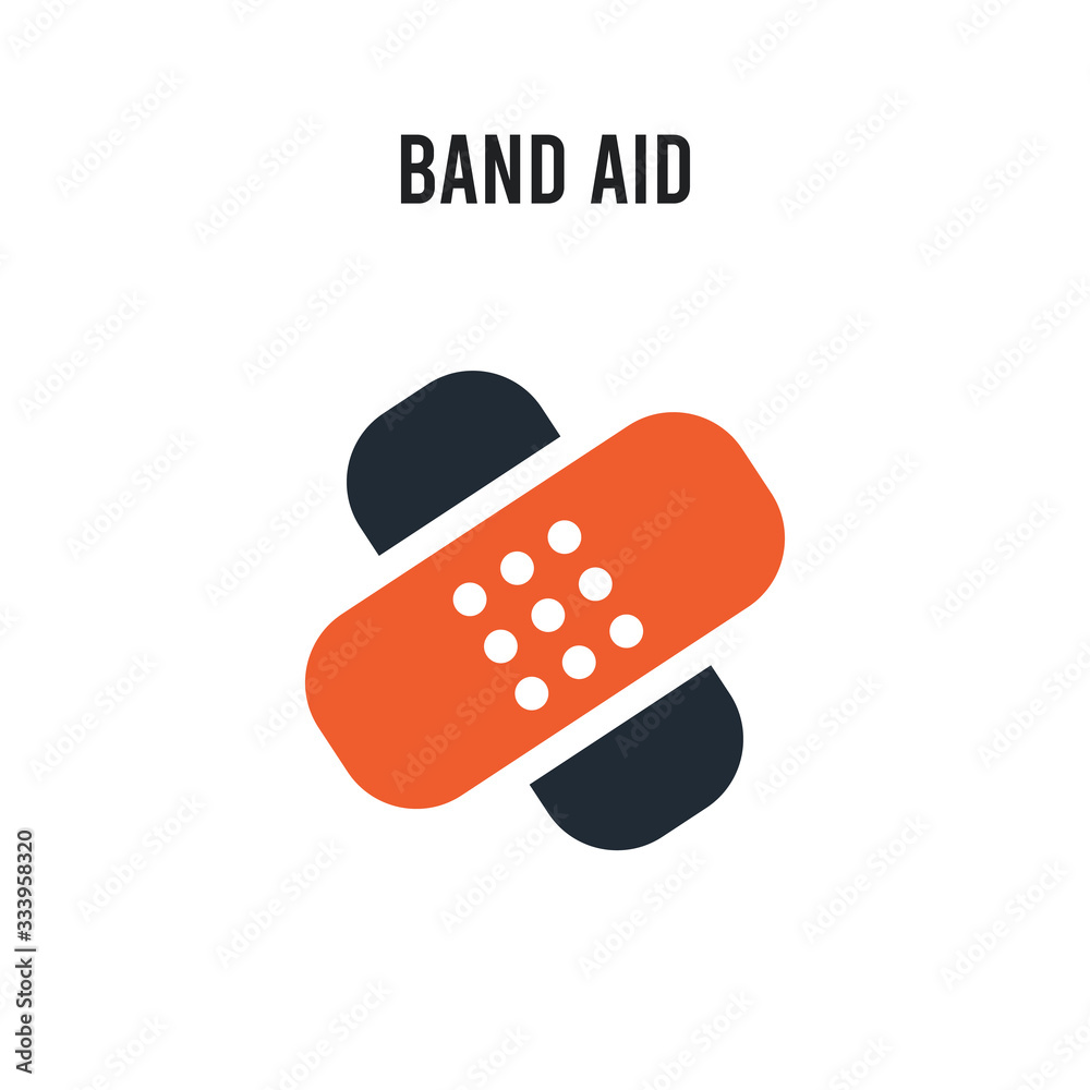 Band aid vector icon on white background. Red and black colored Band aid icon. Simple element illustration sign symbol EPS