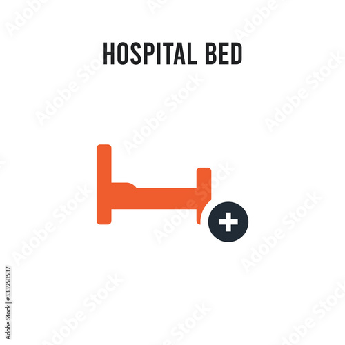 Hospital bed vector icon on white background. Red and black colored Hospital bed icon. Simple element illustration sign symbol EPS