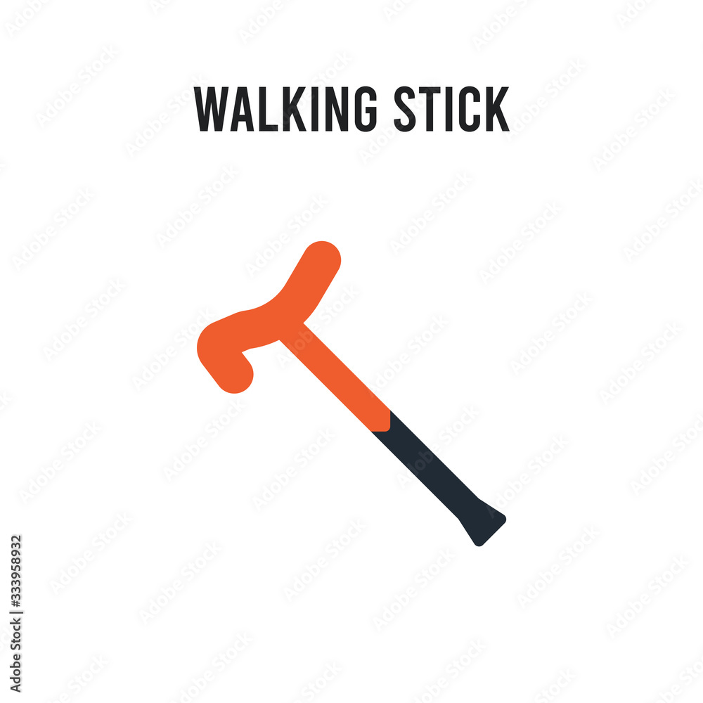Walking stick vector icon on white background. Red and black colored Walking stick icon. Simple element illustration sign symbol EPS Walking stick vector icon on white background. Red and black colored Walking stick icon. Simple element illustration sign symbol EPS