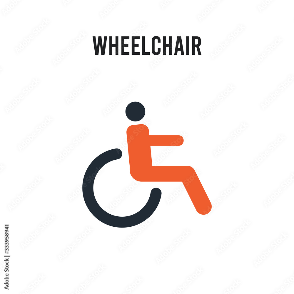 Wheelchair vector icon on white background. Red and black colored Wheelchair icon. Simple element illustration sign symbol EPS
