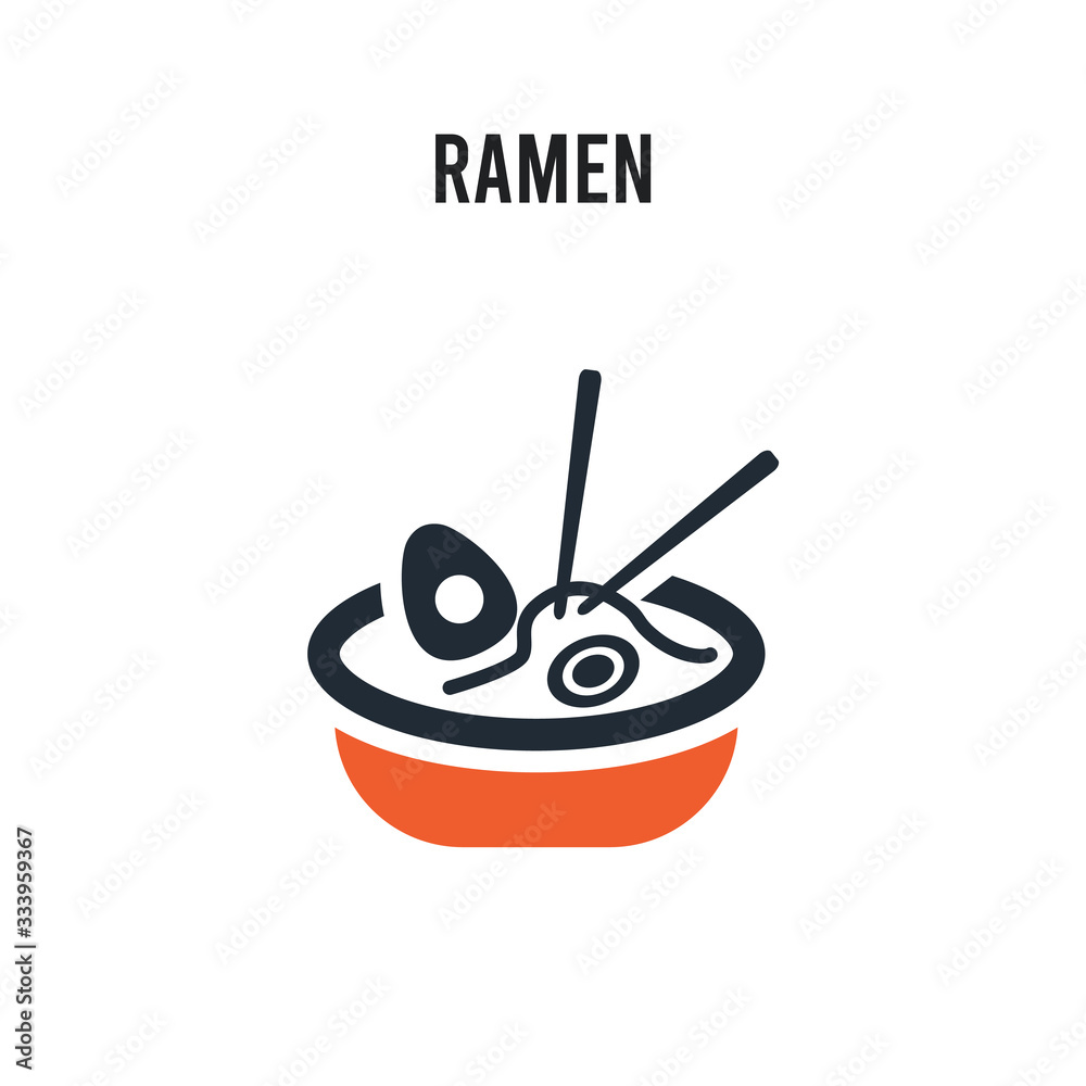 Ramen vector icon on white background. Red and black colored Ramen icon. Simple element illustration sign symbol EPS Ramen vector icon on white background. Red and black colored Ramen icon. Simple element illustration sign symbol EPS